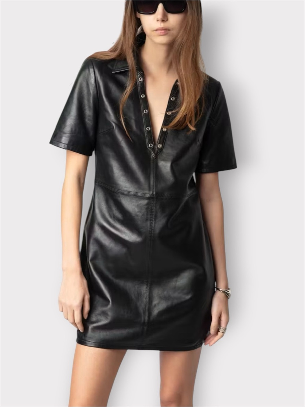 ZADIG & VOLTAIRE Ralmy Grommet Embellished Leather Minidress